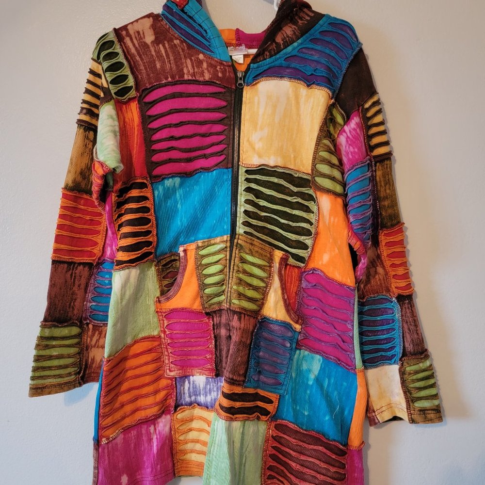 Greater Good Network Rainbow  Boho Tie Dye Patchwork jacket